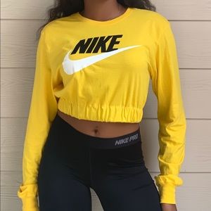Mellow Yellow  Custom Nike Long-sleeve Crop Top